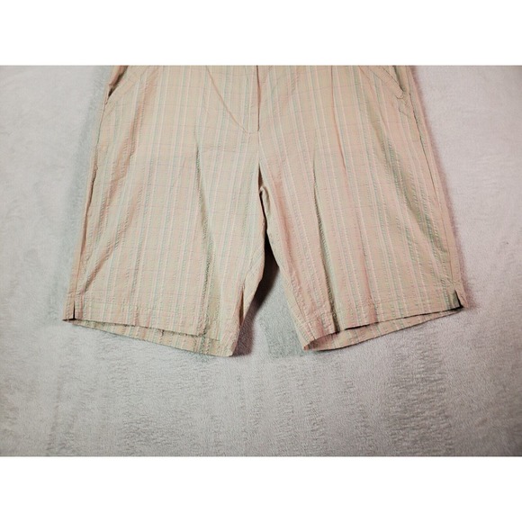 Woolrich Seersucker‎ Shorts Womens Size 16 Multi Railroad Stripes Slash Pockets - Picture 3 of 9